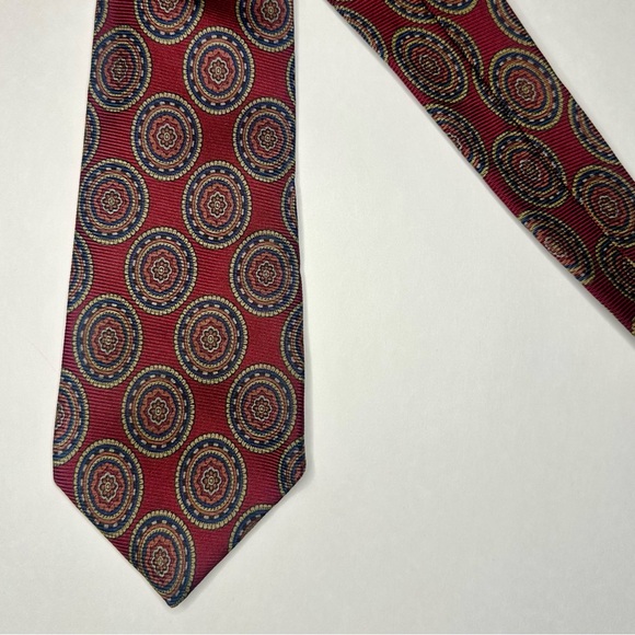 Vintage BURBERRY OF LONDON Red Geometric Patterned Classic Silk Tie, 3.5” - Picture 7 of 7
